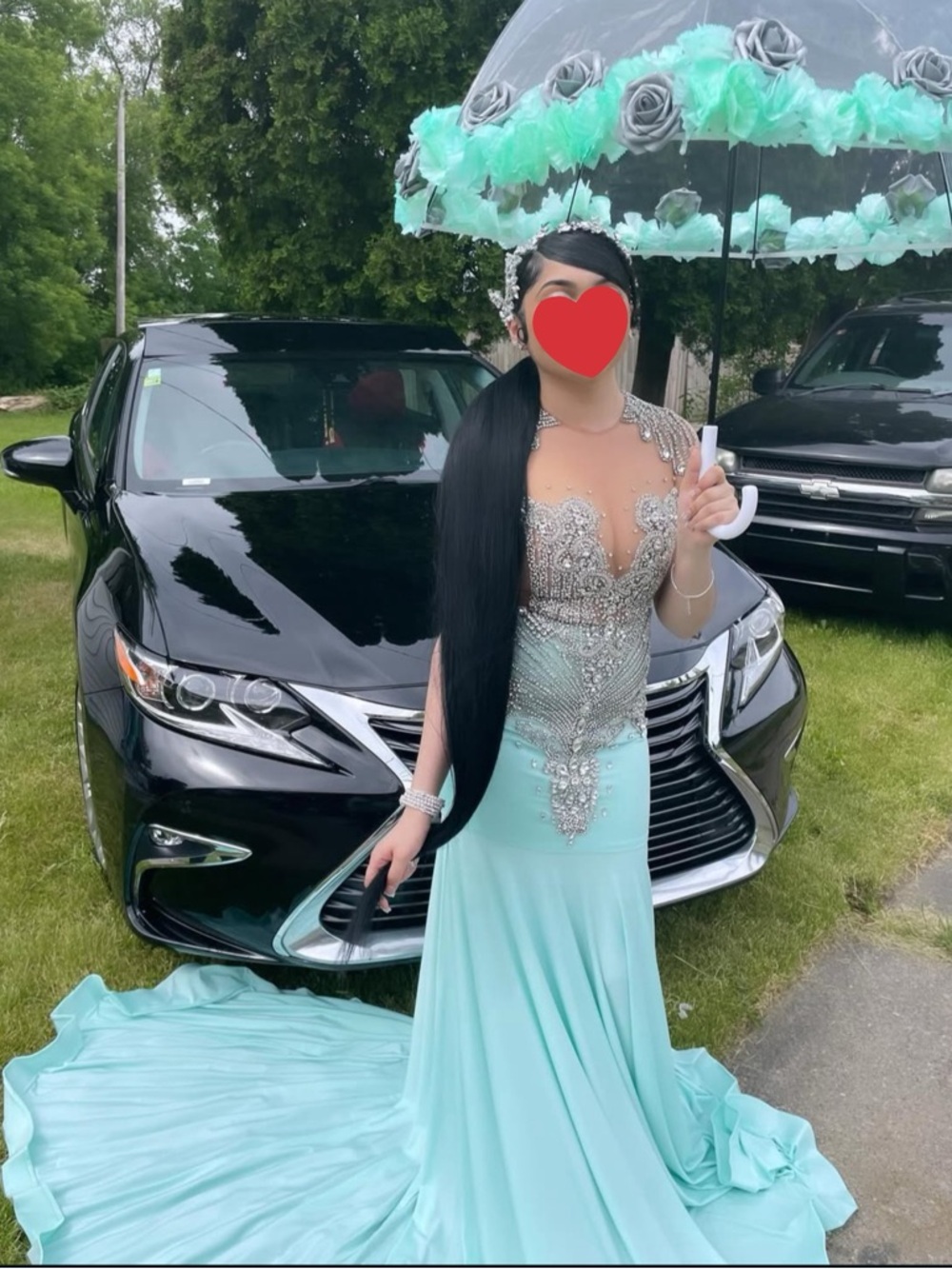 Prom Dress Light Blue with Diamond accents